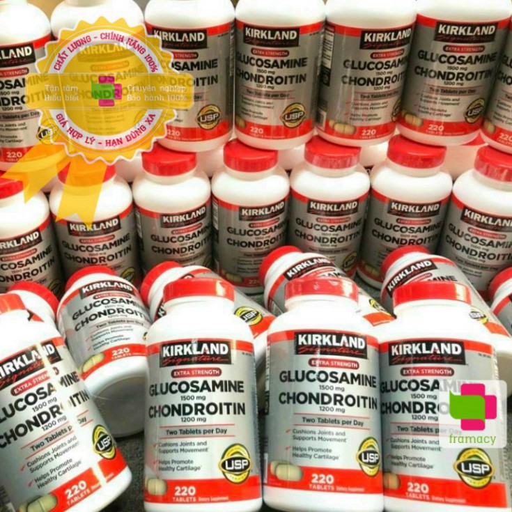 GIẢM GIÁ Viên uống Kirkland Glucosamine 1500mg & Chondroitin 1200mg, Mỹ (220v) bổ xương khớp cho người trên 18 tuổi GIẢM