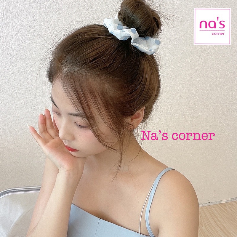 Thun cột tóc vải chun buộc xanh dương - Link 2