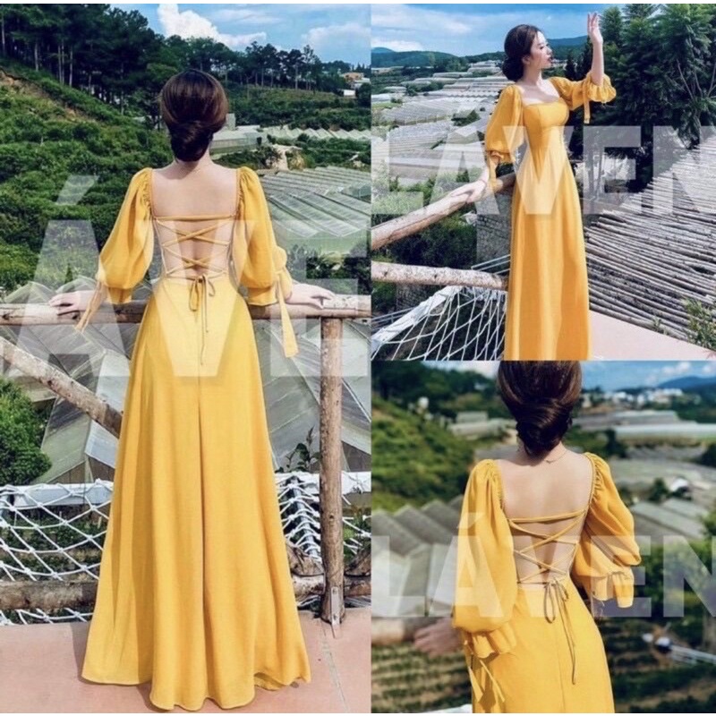 Đầm maxi đan dây lưng - đi biển
