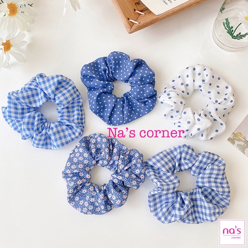 Thun cột tóc vải chun buộc xanh dương - Link 1