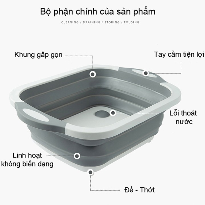 Thớt gấp gọn có lỗ thoát đa năng