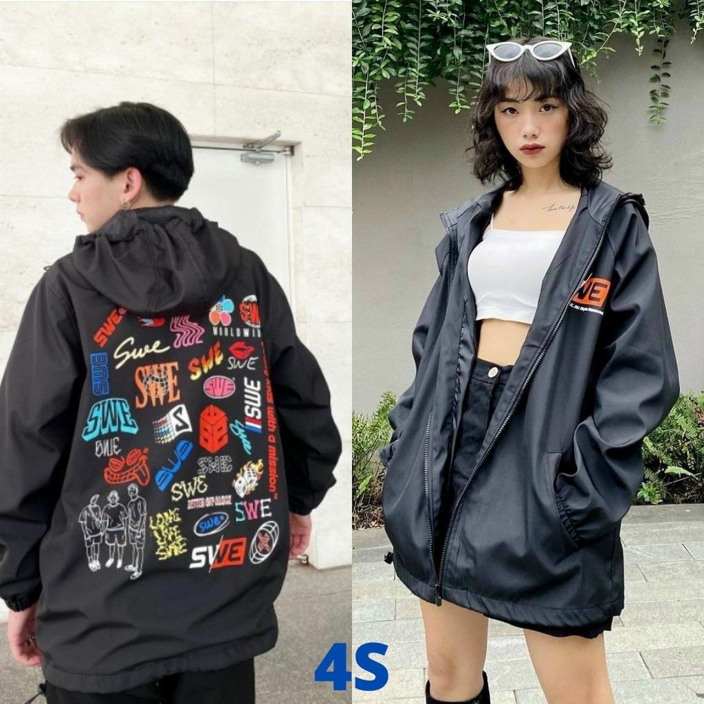 Áo khoác dù ulzzang unisex form rộng,áo khoác chống nắng 2 lớp street style thời trang 4S AKD24 phong cách Hàn Quốc