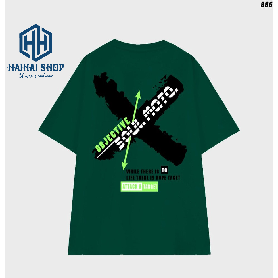 Áo thun form rộng tay lỡ unisex Dấu X Objective 886 dành cho cả nam nữ.