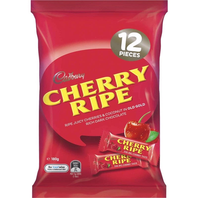Socola Cadbury Cherry Ripe nhân Cherry gói 12 thanh 180g Úc