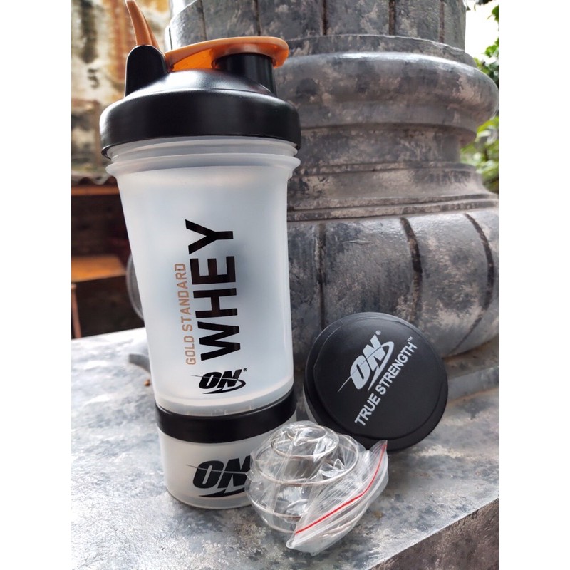 Bình lắc Shaker GYM 3 Ngăn,2 ngăn Tiện Dụng 500ml. Có con lắc lò so.