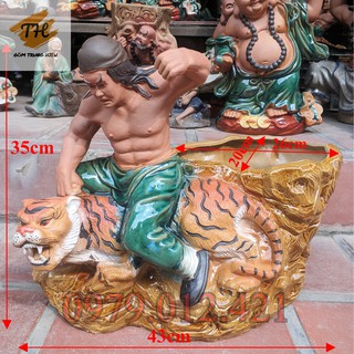 Chậu tượng Võ Tòng Đả Hổ gốm Bát Tràng