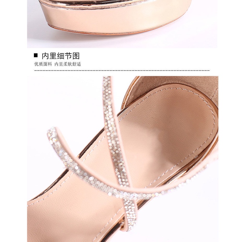 Giày Cao Gót Sandal Cao Gót 12cm Chống Thấm Nước Đính Đá Gợi Cảm Phong Cách Mùa Hè Kiểu Mới 2022 Dành Cho Bạn Nữ
