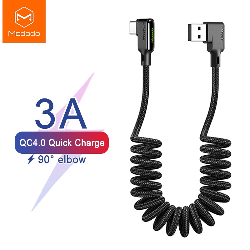 Cáp sạc điện thoại di động trên xe hơi bẻ góc 90 độ 3A Type C QC4.0