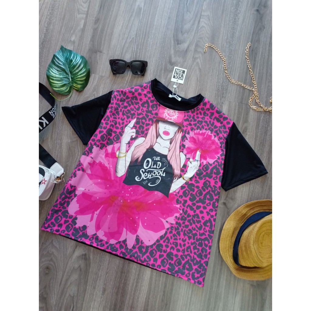 áo thun thái unisex bigsize[da beo hồng