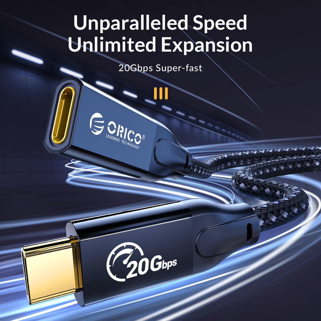 Dây Cáp ORCIO USB-C3.2 20Gbps Nối Dài Tốc Độ Cao 100W 20V / 5A