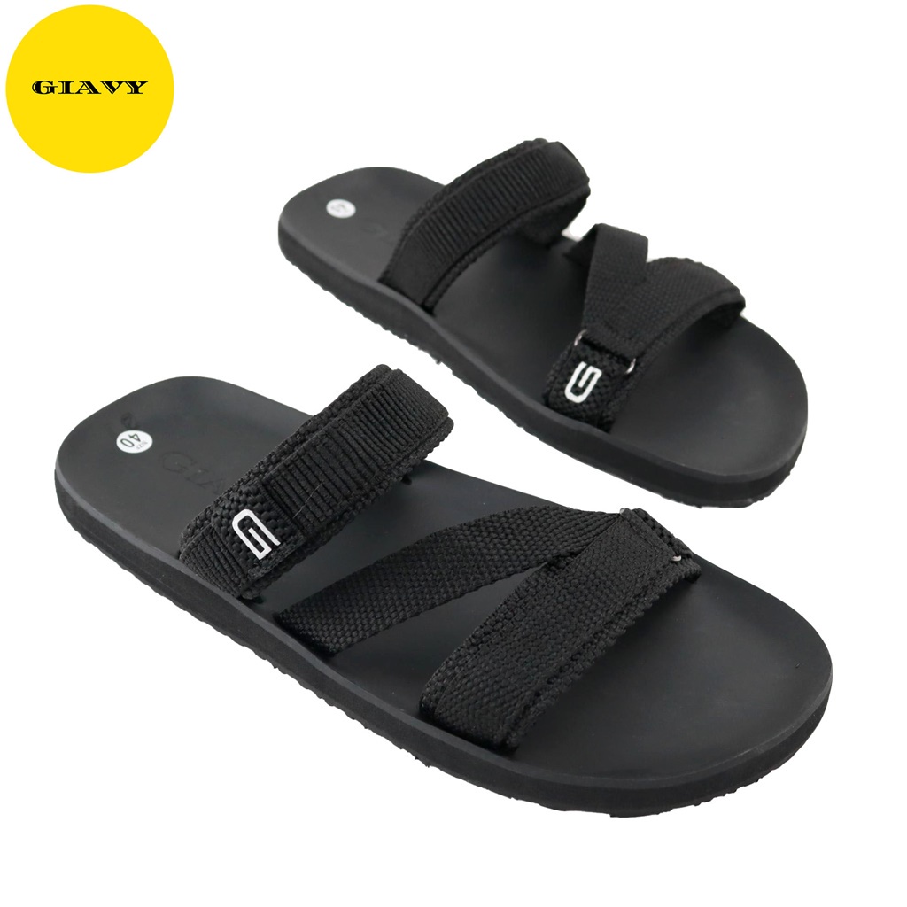 Dép Nam quai chéo vải bố, kiểu trơn đơn giản DTL377- GIAVY