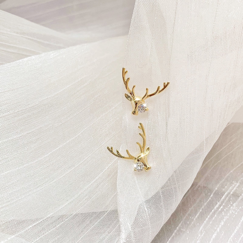 Khuyên tai mạ bạc 925 họa tiết tuần lộc duyên dáng cho nữ