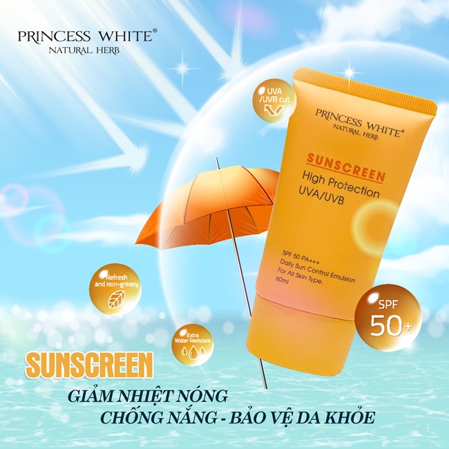 Kem Chống Nắng Princess White Sunscreen SPF50 PA+++ HerSkin 60ml Ngăn Tia UV