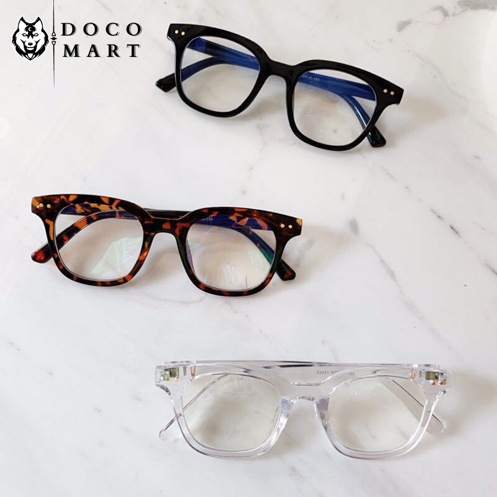 Mắt kính thời trang DOCO M423 gọng kính giả cận nam nữ chữ V mắt vuông 2 chấm góc | BigBuy360 - bigbuy360.vn
