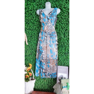 Thanh lý đầm maxi vải voan xanh nguyên tag