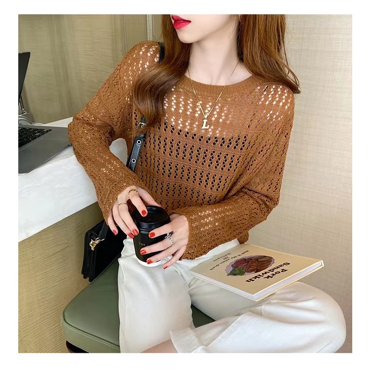 Áo Len Đan Tay Dài Cổ Tròn Thời Trang Mùa Hè Mới Dành Cho Nữ