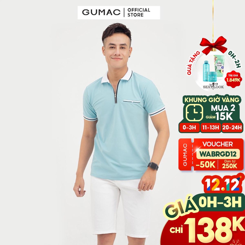 [Mã WABRGD12 giảm 10% đơn 250K] Áo thun polo nam phối túi GUMAC phom dáng lịch lãm ATNB704 | BigBuy360 - bigbuy360.vn