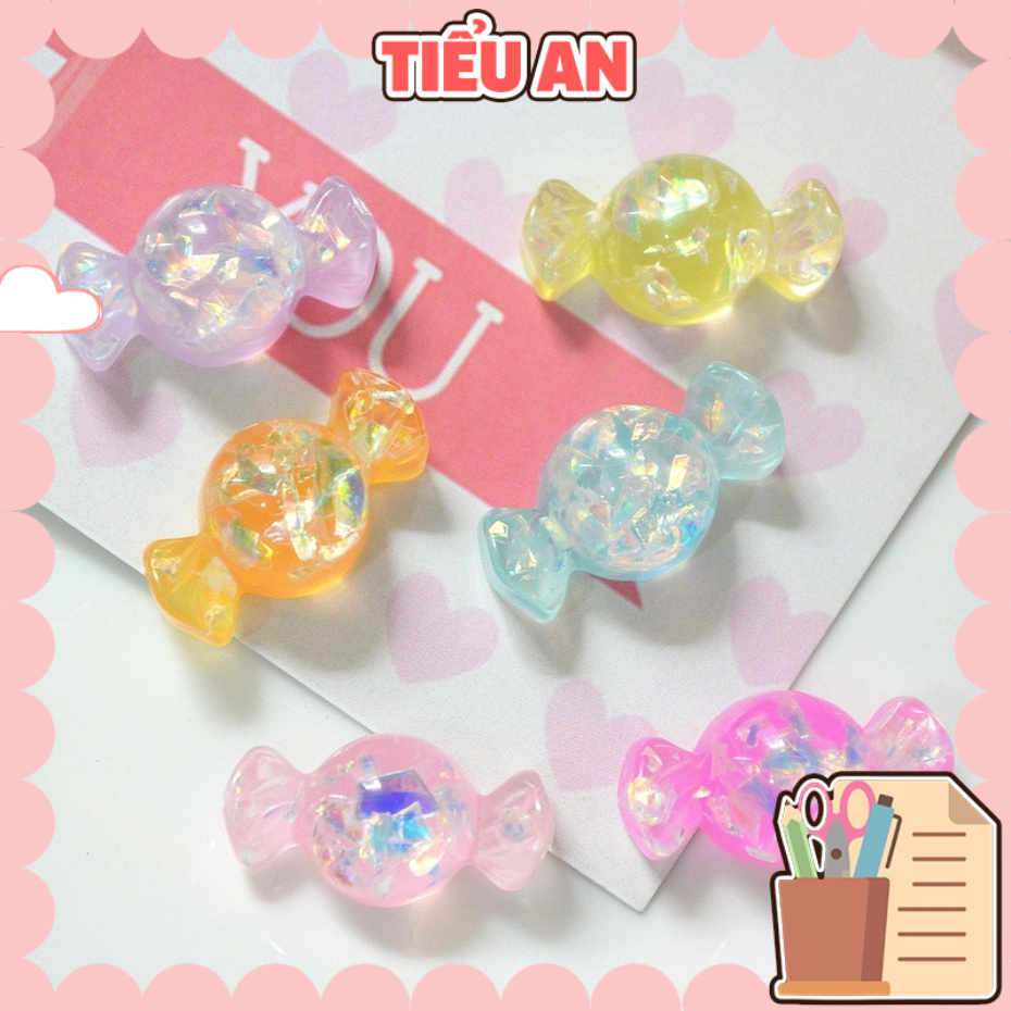 Charm (C171) slime/ Dụng Cụ Charm Trang Trí [Ko Keo &amp; Nút] Hình Viên Kẹo (2.3 cm x 1.2 cm)