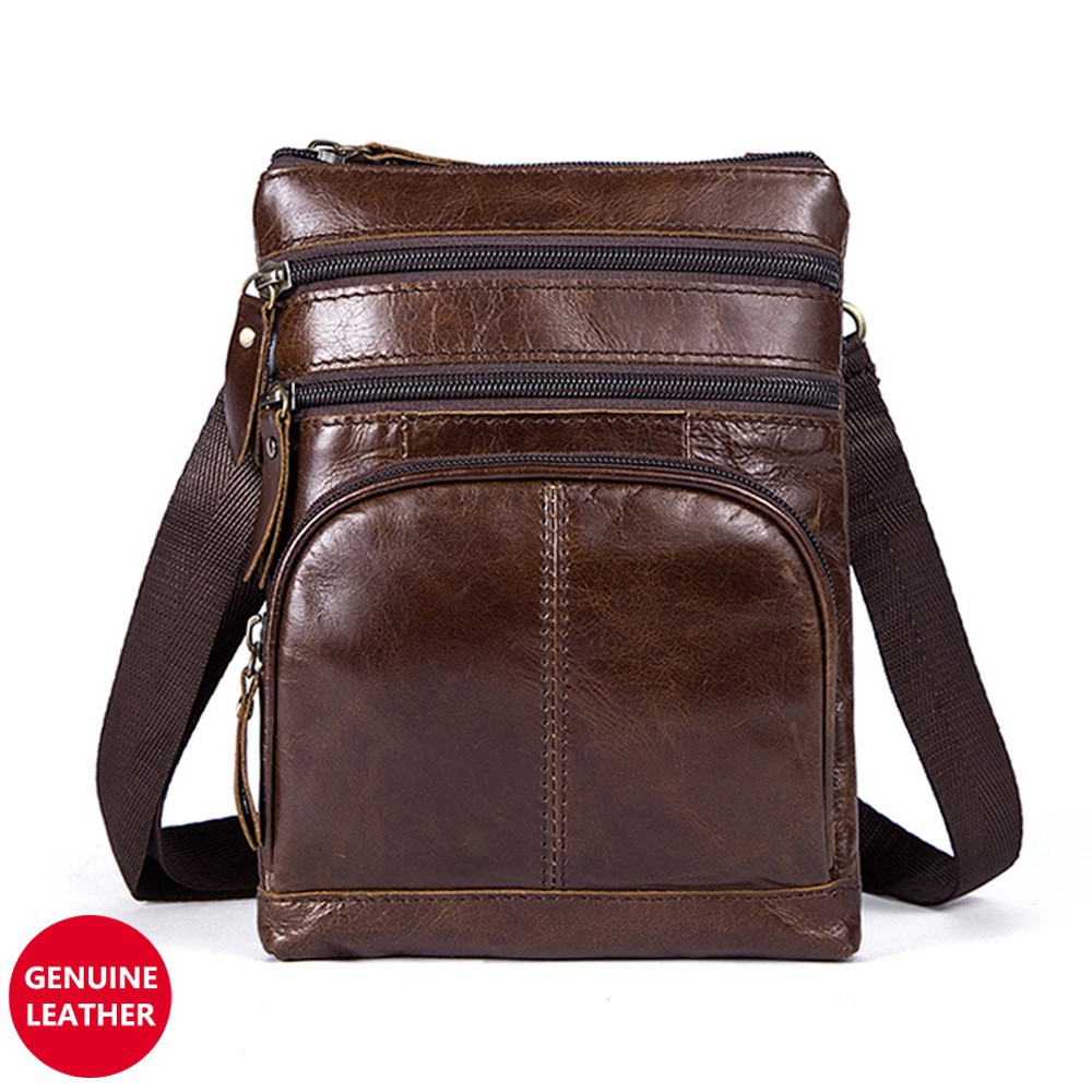 Túi đeo chéo chất liệu da bò cổ điển cho nam