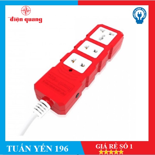 Ổ cắm công suất lớn Điện Quang ĐQ ESKHP 3RW 2M, 5M (3 lỗ, màu đỏ trắng, dây dài 2m, 5m)