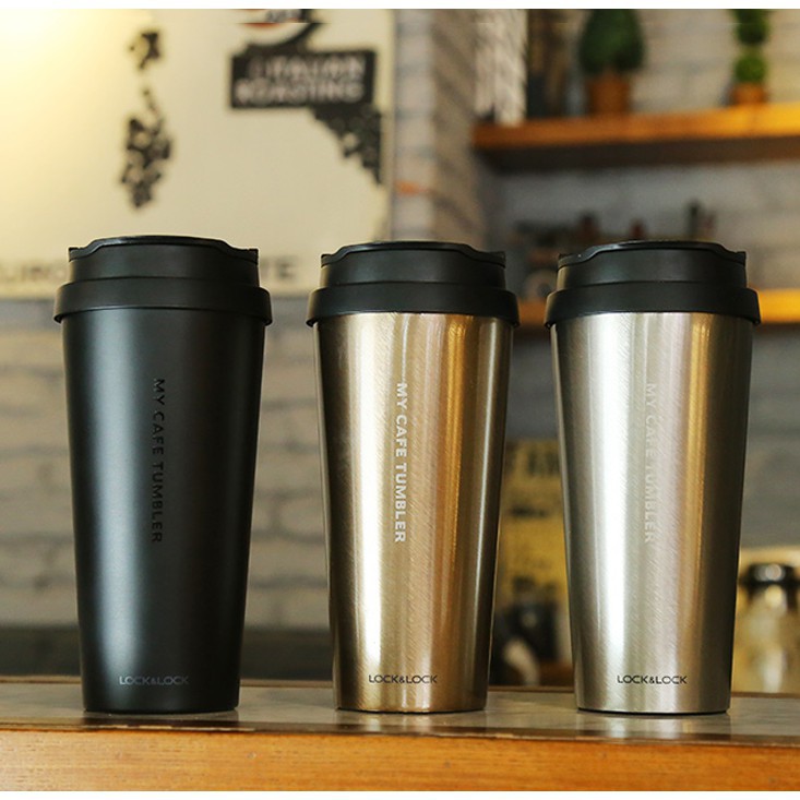 [Lock&Lock] Ly Giữ Nhiệt Bằng Thép Không Gỉ Clip Tumbler 540ml Đen [LHC4151BLK]