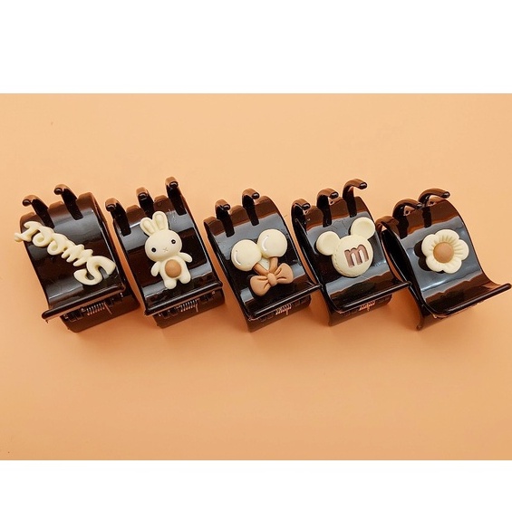 Kẹp Tóc Càng Cua NOVSET Cặp Tóc   LẺ CÁI  Gắn Icon, Sticker Đủ Màu Đen Nâu Trắng ( CÓ CHỌN MẪU )