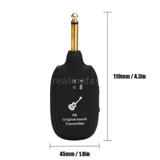 A8 UHF Wireless Guitar Transmitter Receiver Set 730mhz 50M Range for Electric Gu