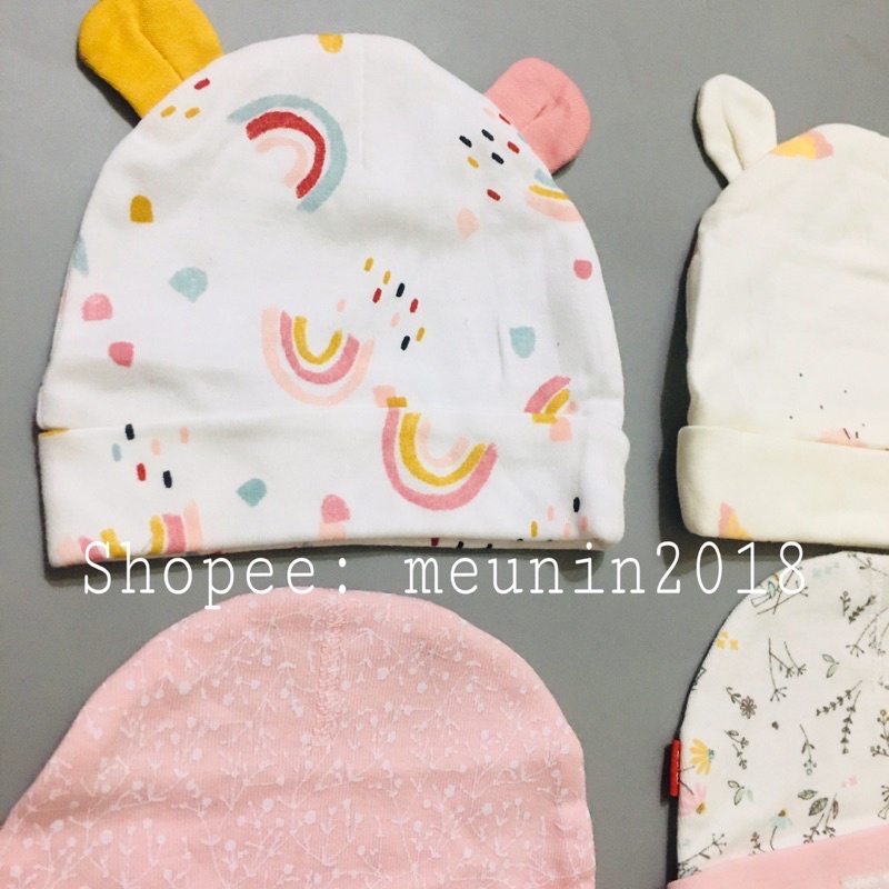 Mũ sơ sinh cho bé trai- bé gái cotton mềm hoạ tiết dễ thương