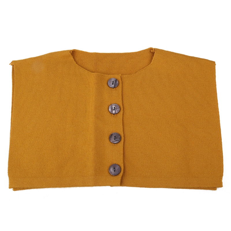 Cổ Áo Giả Khăn Choàng Ngắn Dệt Kim Cài Nút Xuống Màu Sắc Trơn Ấm Áp Có Thể Tháo Rời Cho Nữ