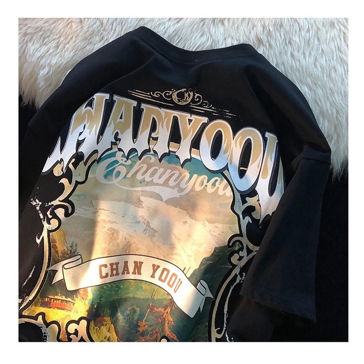 NRVP Áo Thun Mùa Hè Tay Cộc Oversize In Họa Tiết Phong Cách Hàn Quốc Cho Nam / Nữ