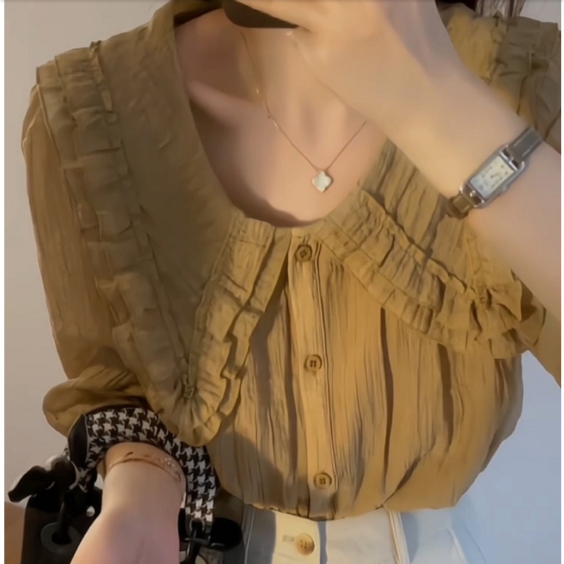 SUXI Áo Ngắn Tay Dáng Rộng Màu Sắc Đơn Giản Dễ Phối Đồ Cho Nữ