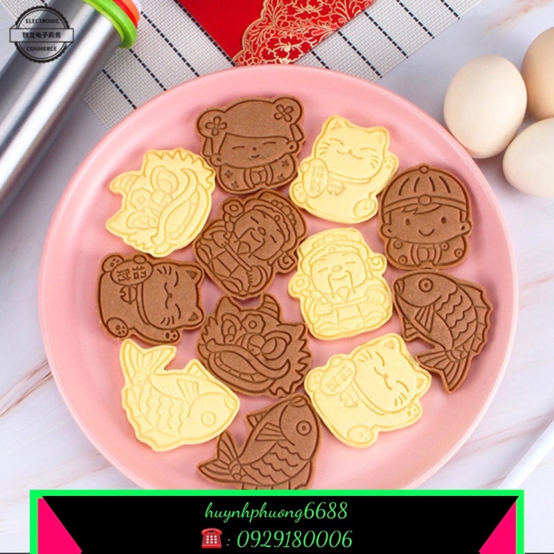 ❤️2023 Khuôn tết ❤️ Bộ khuôn 6 nhấn bánh quy 3D