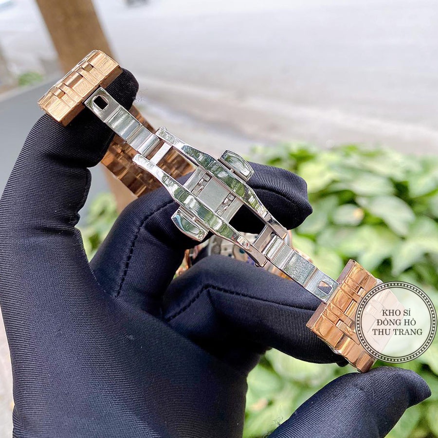 Đồng hồ Nam Rolex máy nhật, mẫu 3kim cắt vát mặt nâu cafe viền vàng  dây thép, dòng cơ Automatic size 40mm-41mm
