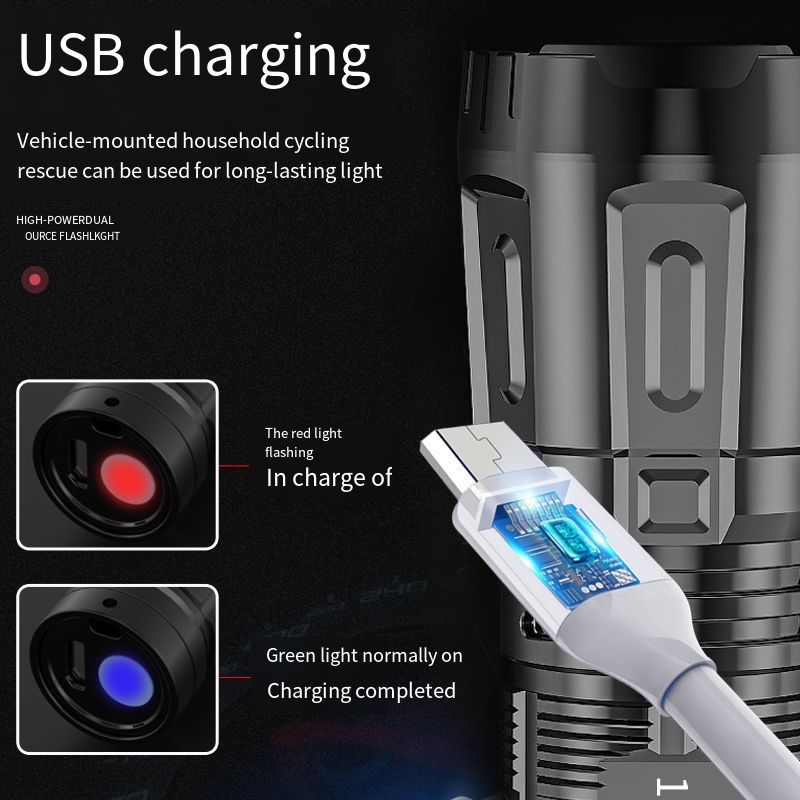 Đèn Pin LED Mini Chống Thấm Nước Sạc USB Tiện Dụng Cho Hoạt Động Ngoài Trời
