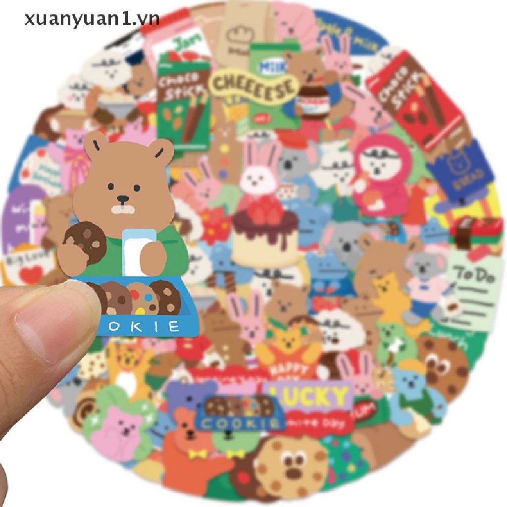 Set 100 Hình Dán Gấu Graffiti Dễ Thương Dùng Để Trang Trí Vali / Tủ Lạnh