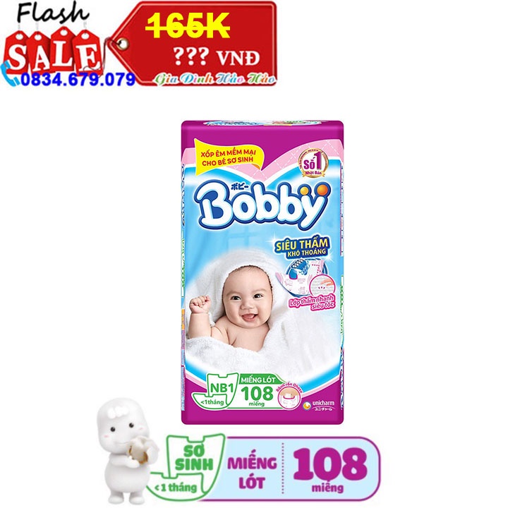 Miếng lót sơ sinh Bobby Newborn 1-108 miếng/ Newborn 1-64 miếng