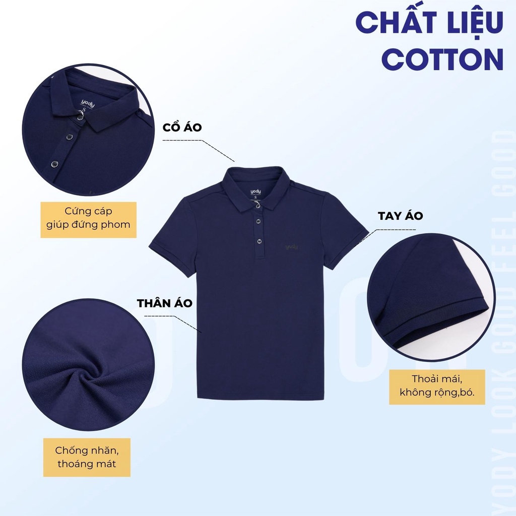 Áo polo nữ YODY vải cotton mềm mịn, thoáng mát thời trang thanh lịch APN5388