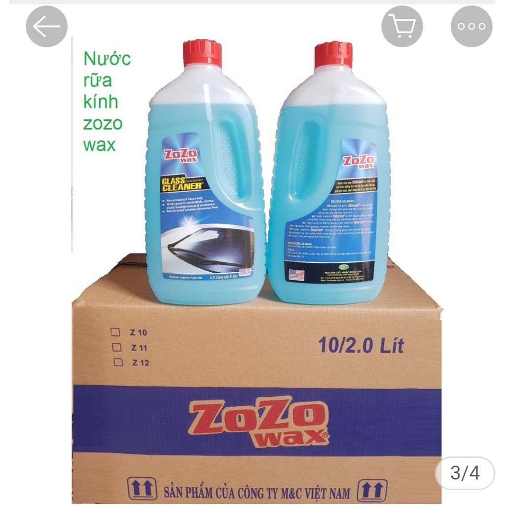 Nước rửa kính ô tô Zozo Wax Glass Cleaner 2 Lít