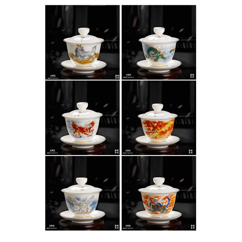 Chén Khải Long,Lân,Quy,Phượng Sứ Thấu Quang Cảnh Đức Trấn Cao Cấp