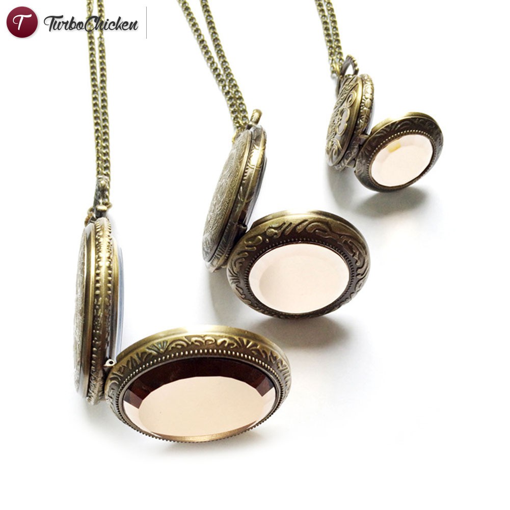 Đồng hồ quả quýt bỏ túi dây kim loại mặt kính màu nâu đậm cho unisex