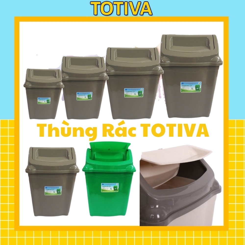 Thùng rác thông minh Totiva Thùng rác nắp lật thùng rác nhựa Việt Nhật