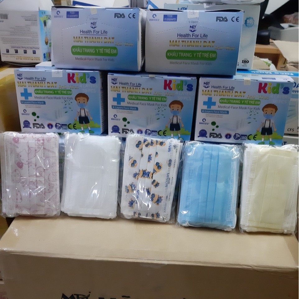 (Cao Cấp) Khẩu Trang Em bé Cao Cấp- MAI THANH DAT- Kháng Khuẩn 99,9%- 1 hộp/50 cái