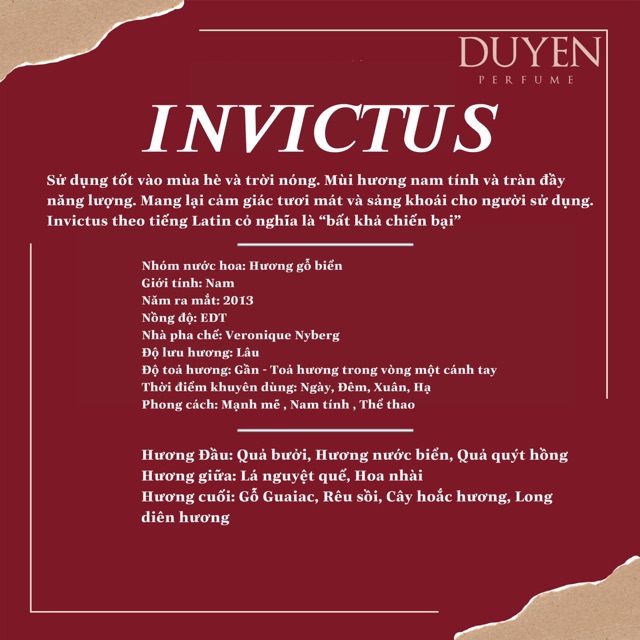 Nước hoa mini INVICTUS (Nam) | BigBuy360 - bigbuy360.vn