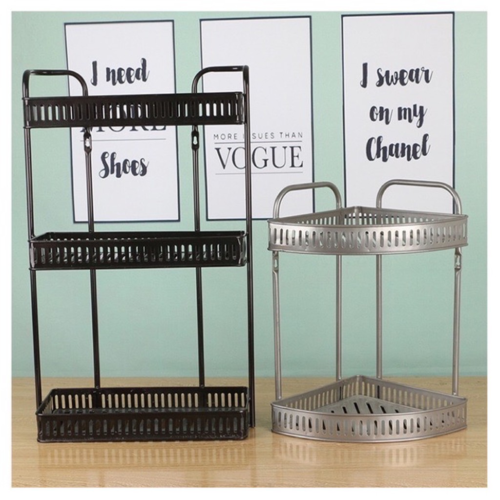 Kệ góc inox sơn tĩnh điện 2 tầng, 3 tầng