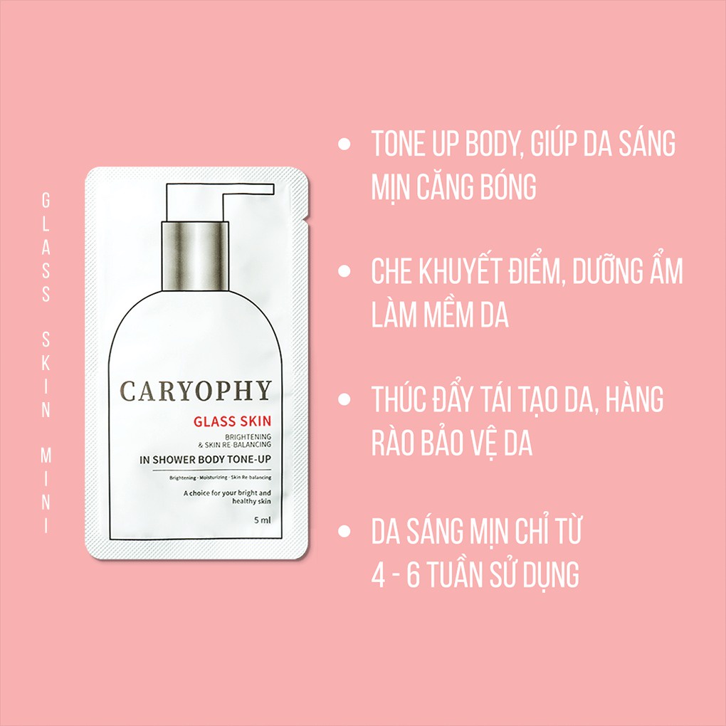 Kem Dưỡng Ẩm Trắng Da 3 in 1 Glass skin in Shower Body Tone up Caryophy 5ml