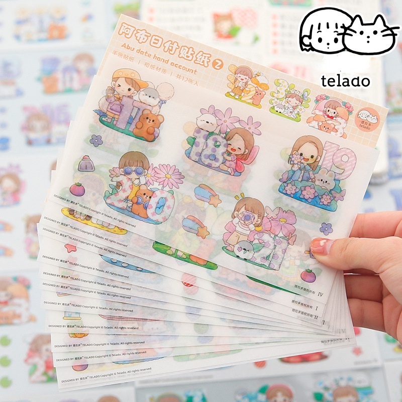 Miếng sticker PET chống thấm nước họa tiết hoạt hình sáng tạo trang trí cho bé gái