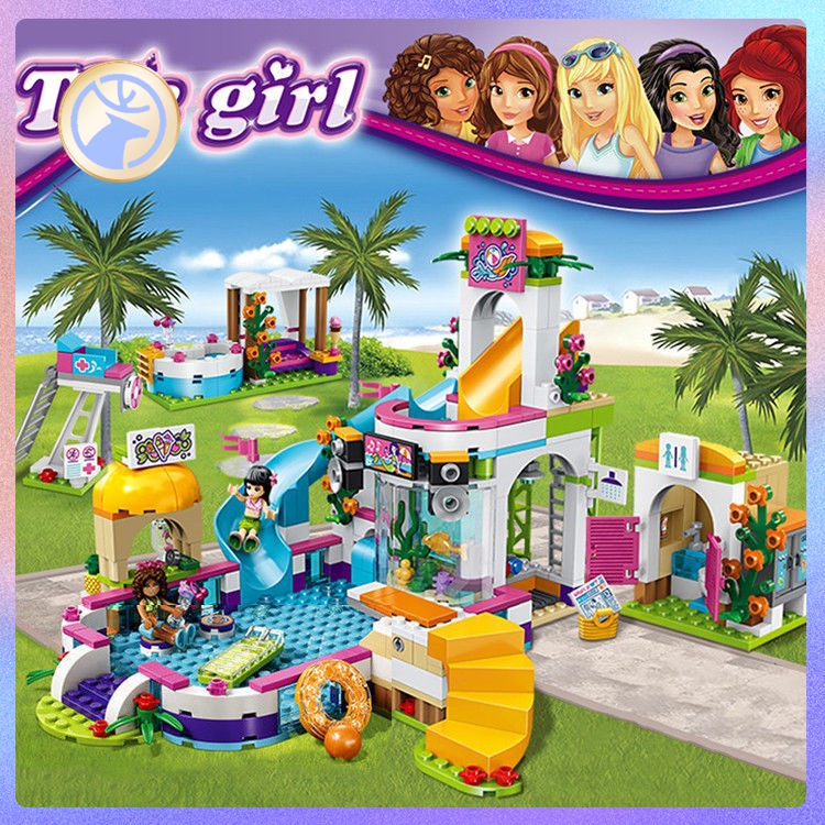 589 Chiếc|Đồ Chơi Lego Xếp Hình Trái Tim Hồ Bơi Dành Cho Trẻ Em