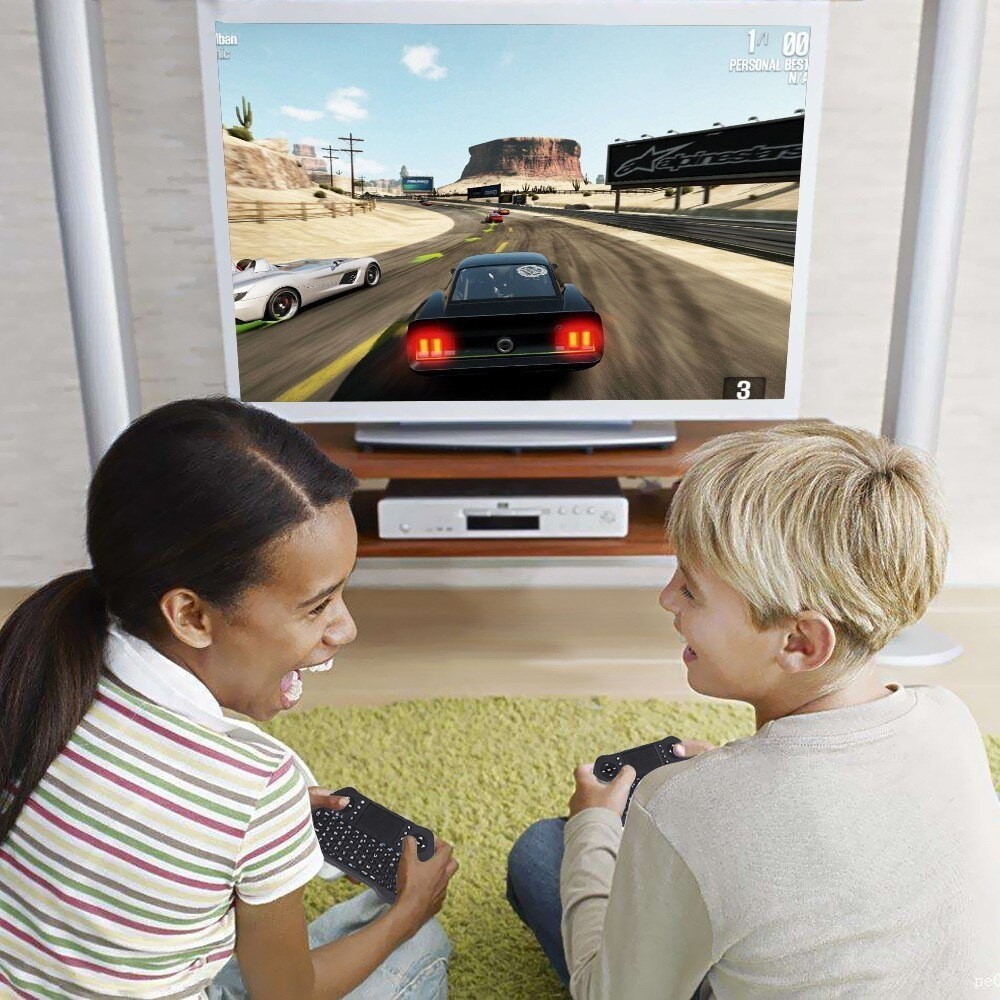 Bàn phím không dây JOMAA 2.4Ghz màn hình cảm ứng mini đèn nền 3 màu cho Android tv laptop Windows