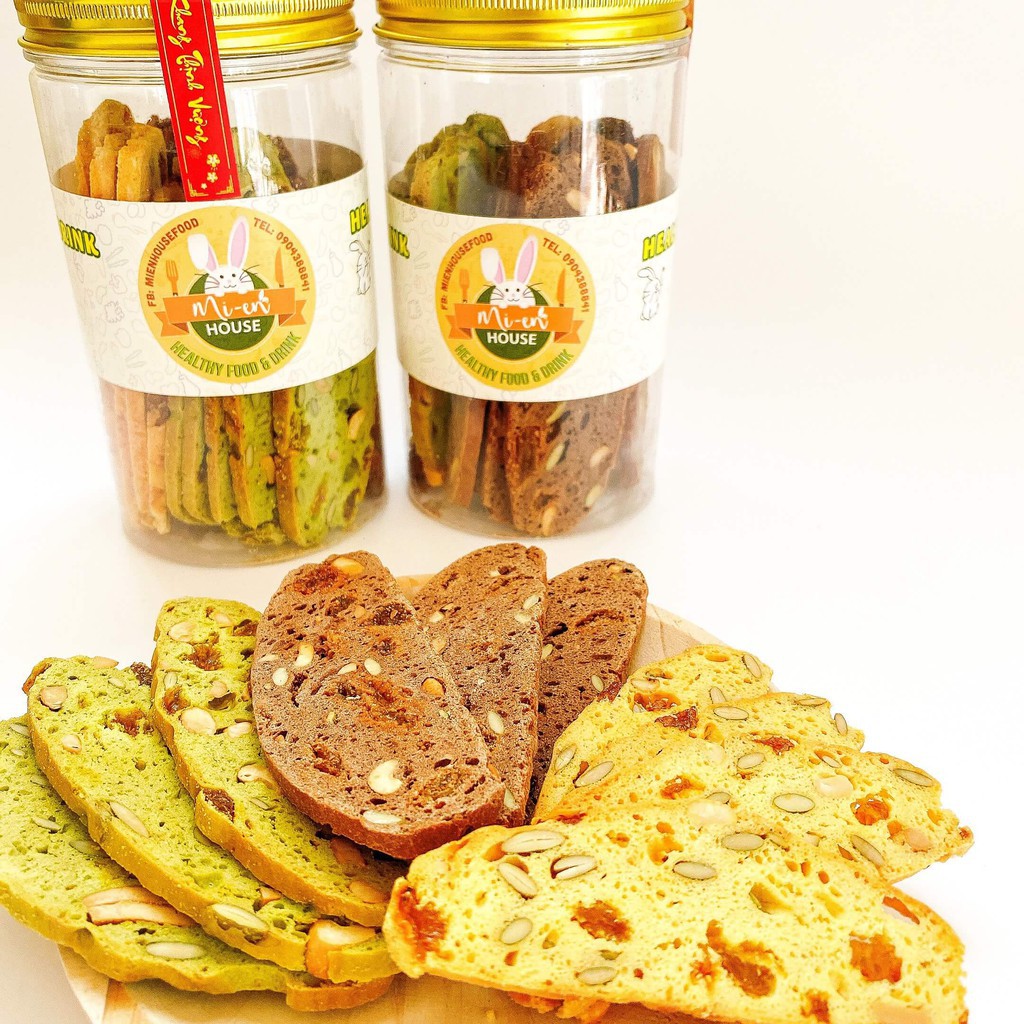 (Deal hot) Mua 1kg bánh Biscotti tặng 1 hủ trà hoa đậu biếc + 1 gạo lứt sấy rong biển