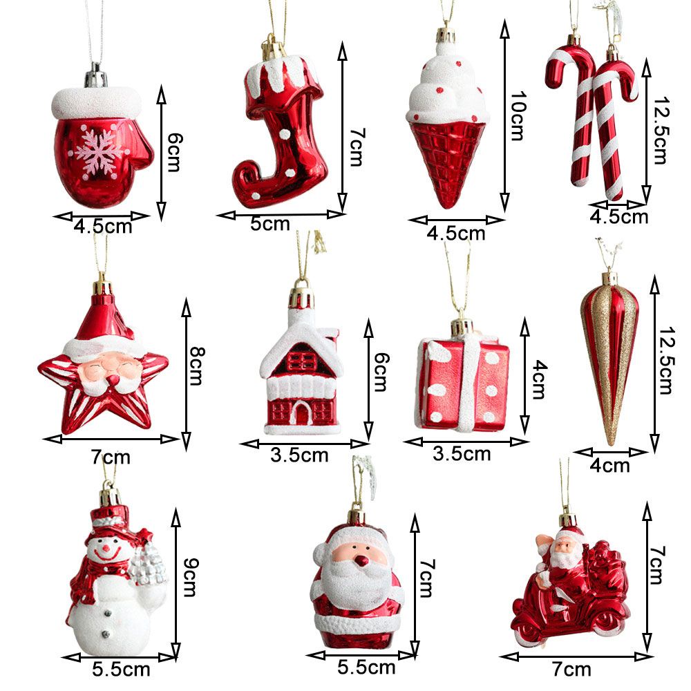 Set 2 Phụ Kiện Trang Trí Giáng Sinh/ Năm Mới Hình Cây Kem Ngôi Sao Năm Cánh/ Người Tuyết